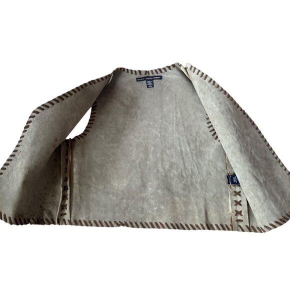 Ralph Lauren Sport vintage leather vest with a natural hair on cowhide size M - Picture 7 of 12